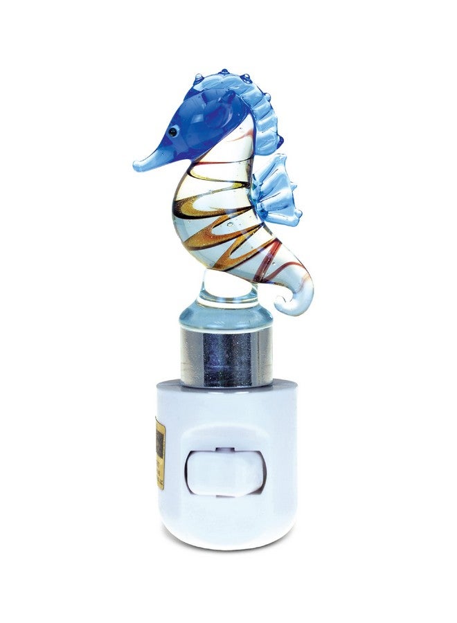 Puzzled COTA Global Seahorse Night Light - Home Décor Wall Plug in Night Light with Switch, Unique Decorative Hand Made LED Glass Art Nightlight for Bathroom, Nursery - 4.5 Inches - Image 1