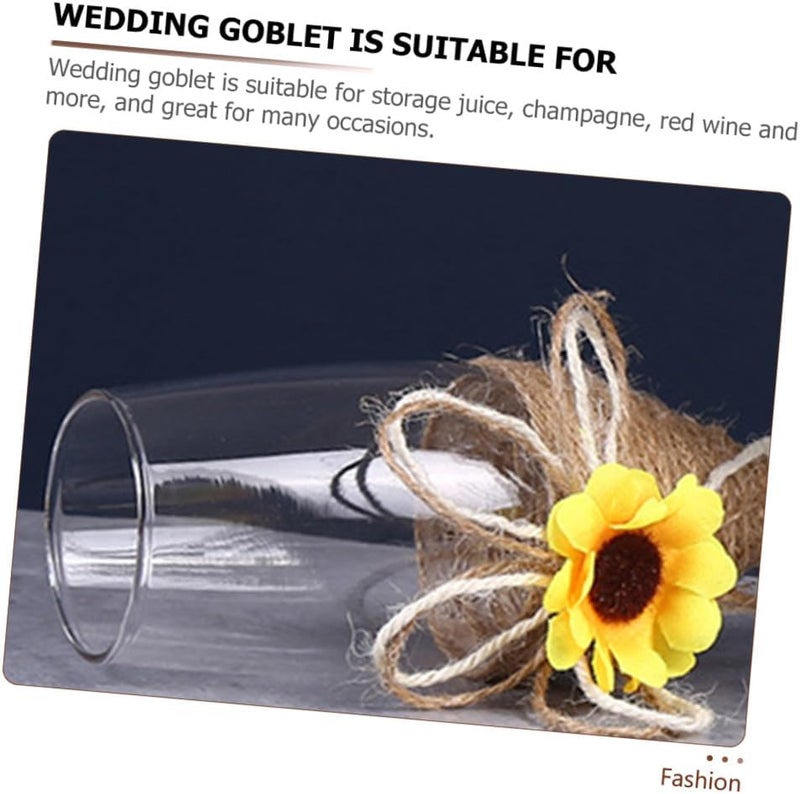 MAGICLULU Creative Sunflower Rope Wrapped Glass Goblets Rustic Elegant Wine Glasses for Wedding Party Home Bar Ktv and Restaurant Use - Image 3