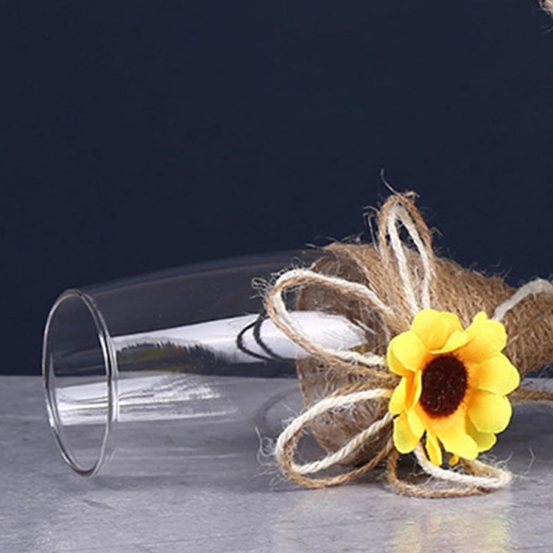 MAGICLULU Creative Sunflower Rope Wrapped Glass Goblets Rustic Elegant Wine Glasses for Wedding Party Home Bar Ktv and Restaurant Use - Image 5