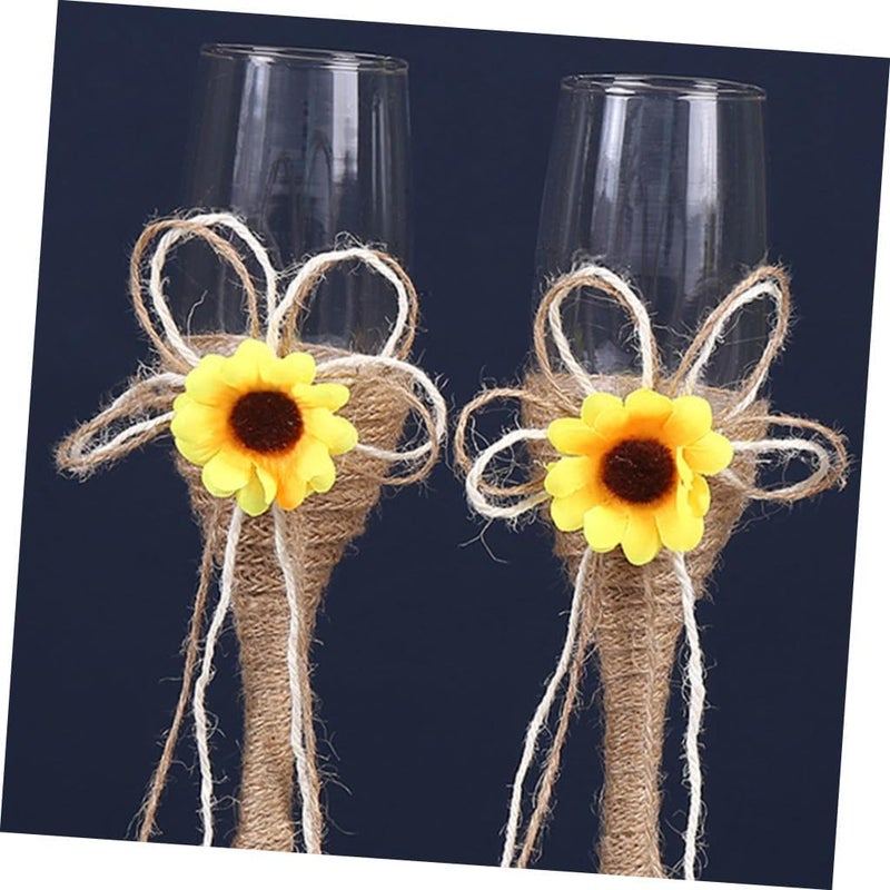 MAGICLULU Creative Sunflower Rope Wrapped Glass Goblets Rustic Elegant Wine Glasses for Wedding Party Home Bar Ktv and Restaurant Use - Image 4