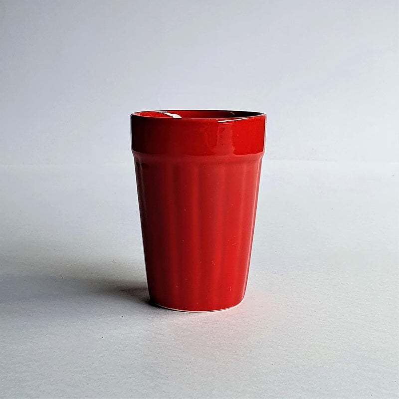BACKKSPACE RETAIL Ceramic Pottery Cutting Chai Coffee Tea Glass Cups Mugs Set of 4 100ml Red Stylish and Durable Drinkware Microwave Dishwasher Safe Ideal for Home Office Gifting - Image 4