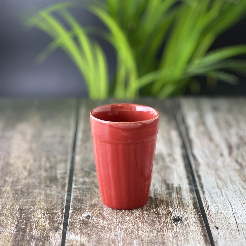 BACKKSPACE RETAIL Ceramic Pottery Cutting Chai Coffee Tea Glass Cups Mugs Set of 4 100ml Red Stylish and Durable Drinkware Microwave Dishwasher Safe Ideal for Home Office Gifting - Image 3