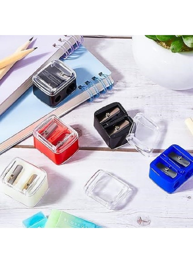 براية أقلام رصاص وتلوين بغطاء للحماية، متعددة الألوان، عملية وصغيرة الحجم، مثالية للمدرسة والمكتب والرسم –(قطعتين) - Image 2