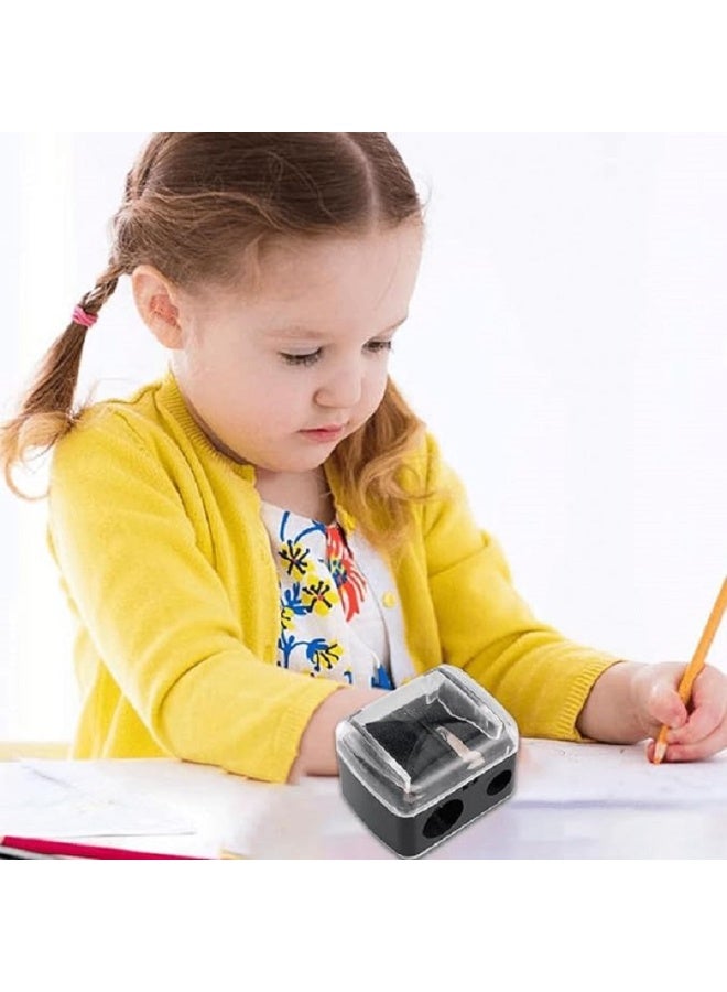 براية أقلام رصاص وتلوين بغطاء للحماية، متعددة الألوان، عملية وصغيرة الحجم، مثالية للمدرسة والمكتب والرسم –(قطعتين) - Image 4