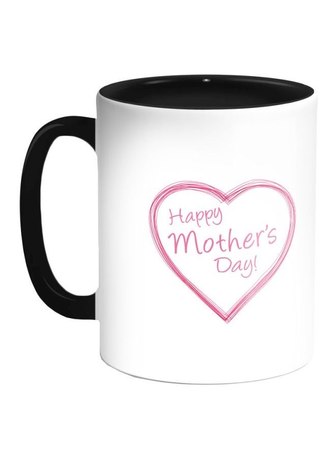 Happy Mother's Day Printed Coffee Mug Black/White/Pink 325ml