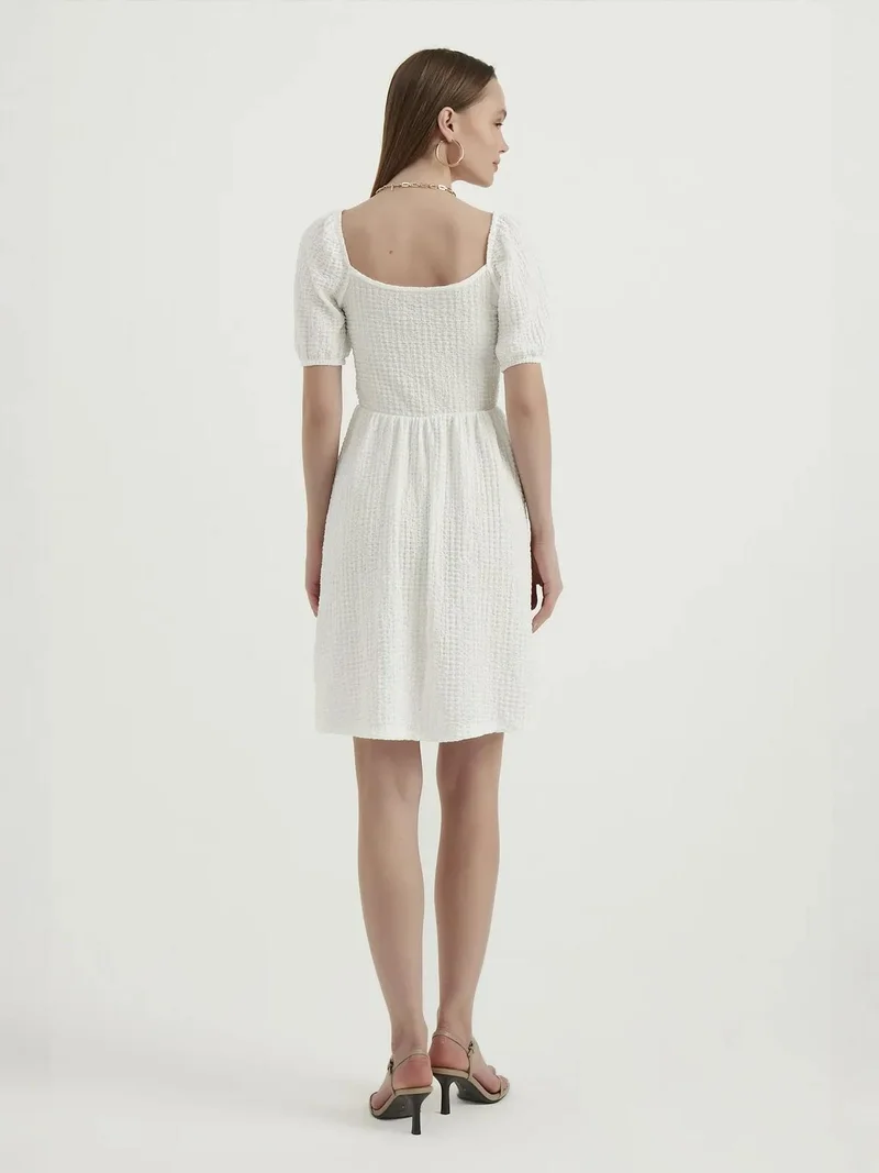 HICCUP V Neck Balloon Sleeves Mini Dress