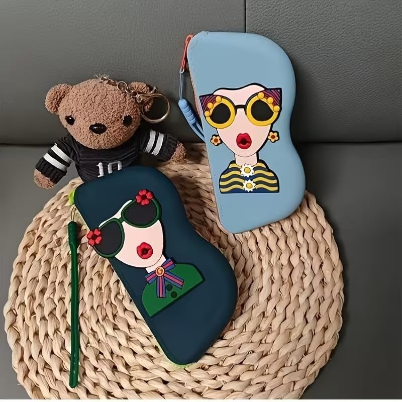 VANITYA حقيبة تخزين نظارات شمسية من السيليكون مع سحاب وحلقة مفاتيح | علبة نظارات مقاومة للماء والصدمات والغبار | حامل نظارات سفر ناعم للرجال والنساء - Image 4