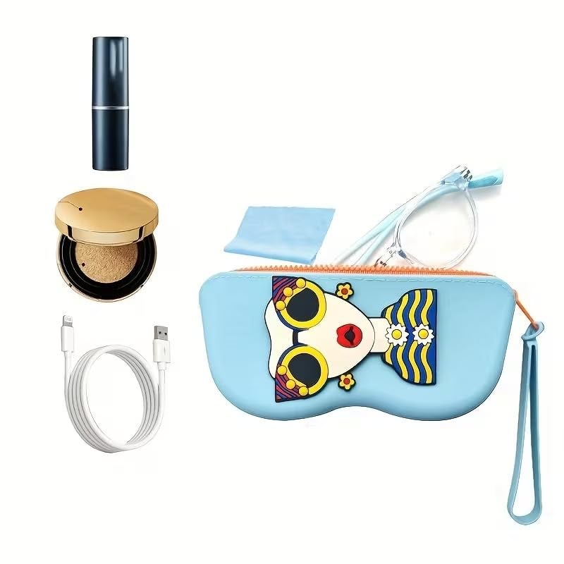 VANITYA حقيبة تخزين نظارات شمسية من السيليكون مع سحاب وحلقة مفاتيح | علبة نظارات مقاومة للماء والصدمات والغبار | حامل نظارات سفر ناعم للرجال والنساء - Image 5