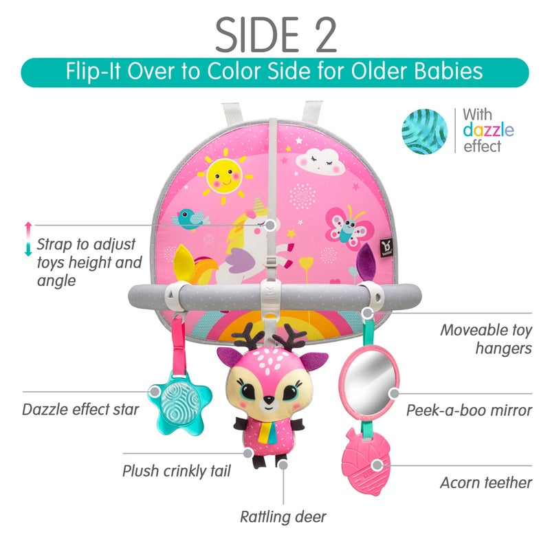 BENBAT Car Seat Toys for Babies - Double Sided Rear Facing Carseat Toy with Baby Mirror for Infants Girls and Boys 0-18 Months, Pink - Image 4