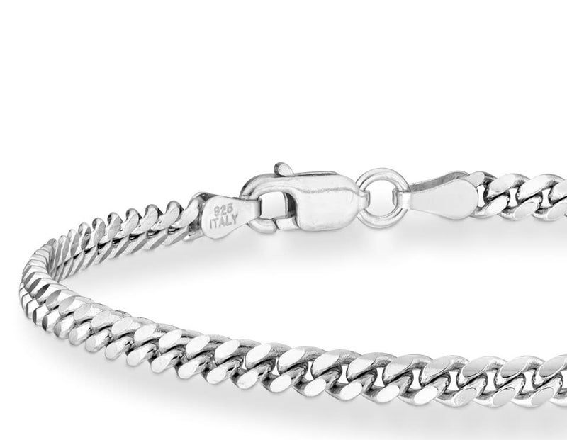 MiaBella Italian 925 Sterling Silver Thick Solid Cuban Link Curb Chain Bracelet for Men, 3.2mm, 5mm, 7mm Made in Italy (7.5, 3.2mm) - Image 2