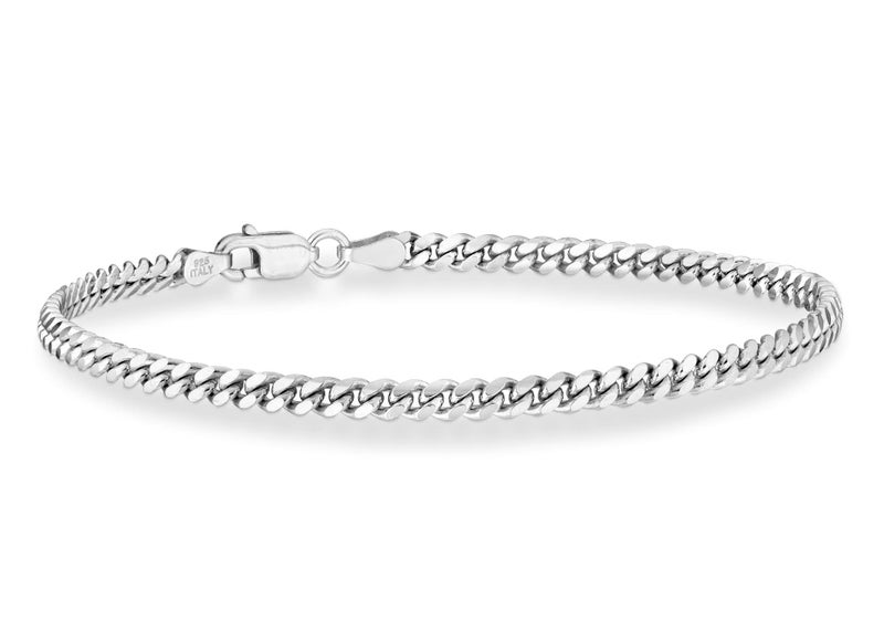 MiaBella Italian 925 Sterling Silver Thick Solid Cuban Link Curb Chain Bracelet for Men, 3.2mm, 5mm, 7mm Made in Italy (7.5, 3.2mm) - Image 1