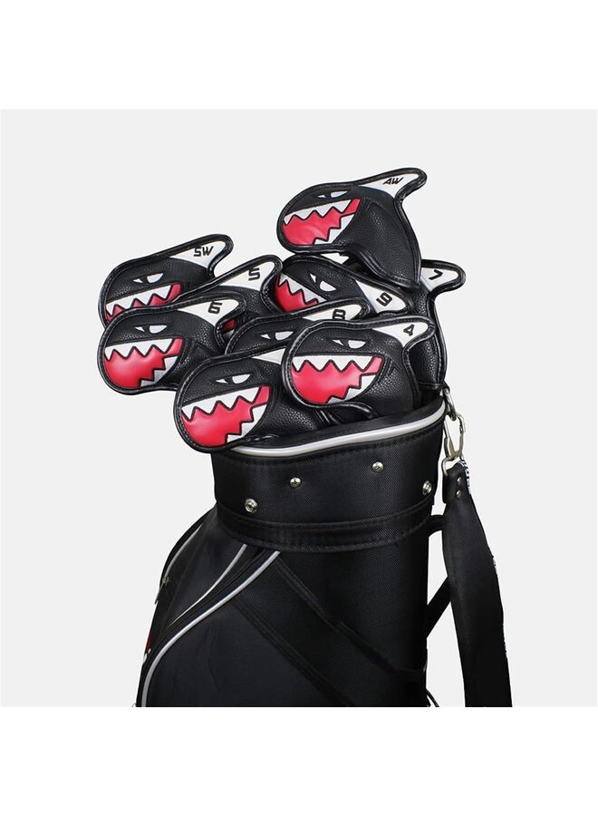 Generic 9PCS Golf Woods Headcovers Covers for Driver Fairway Clubs Set Heads Leather Unisex Black - Image 3