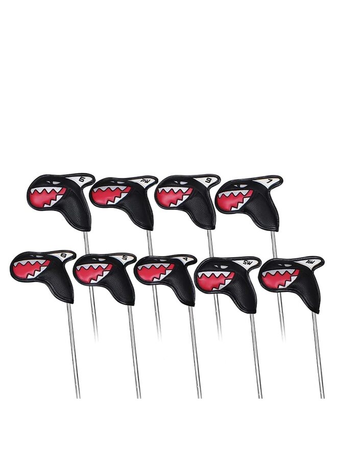 Generic 9PCS Golf Woods Headcovers Covers for Driver Fairway Clubs Set Heads Leather Unisex Black - Image 2