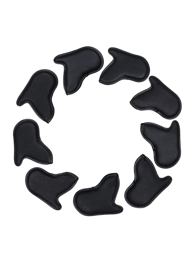Generic 9PCS Golf Woods Headcovers Covers for Driver Fairway Clubs Set Heads Leather Unisex Black - Image 4