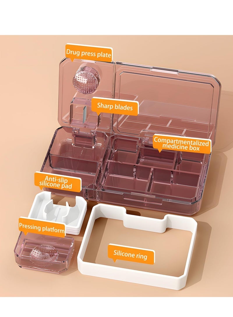 general Daily Pill Organizer, 3 in 1 Pill Divider, Pill Cutter, Pill Splitter, Pill Crusher, Travel Purse Pill Box Container, Combined Pill Case to Hold Vitamins, Cod Liver Oil - Image 3