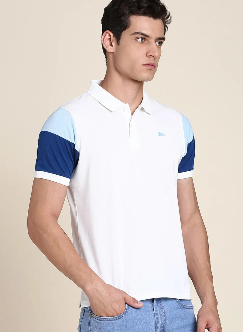 Dennis Lingo Men's White Regular Fit Polo T-shirt