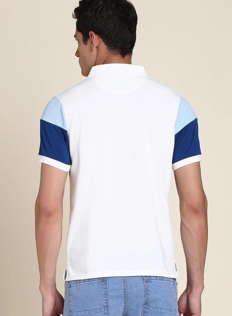 Dennis Lingo Men's White Regular Fit Polo T-shirt