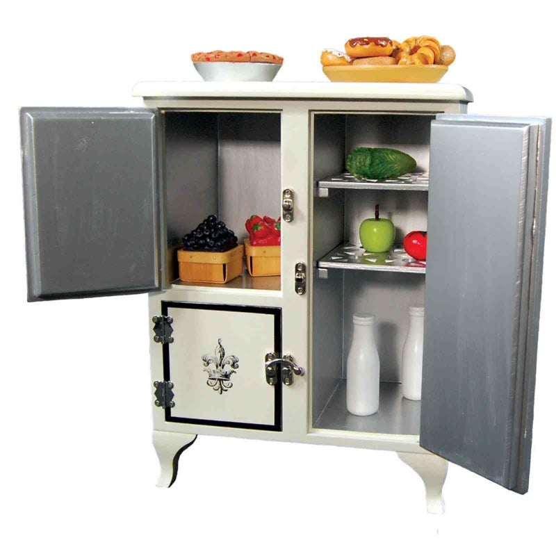 The Queen's Treasures THE QUEENS TREASURES 18 Inch Doll Furniture 1930s American Style Vintage Wooden Icebox for Kitchen Food Storage Fits 18 Inch American Girl Dolls - Image 3