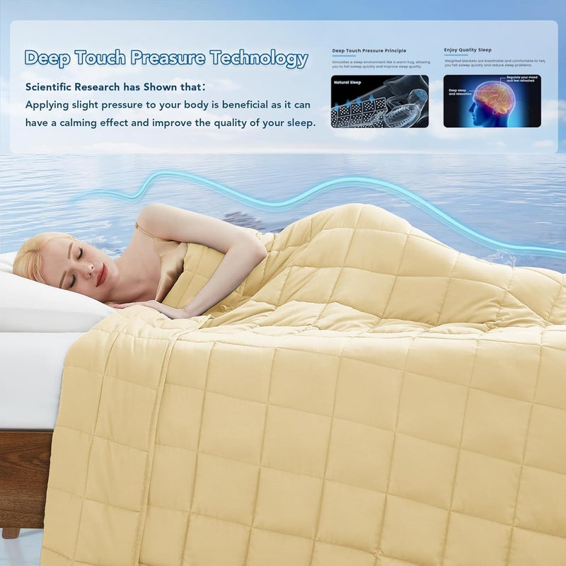 Topcee Weighted Blanket for Adults (15 lbs, 48" x 72") Twin Size Soft Cooling Heavy Blanket Sleeping, Apply to 130-160 lbs Body, Thick Breathable Blanket with Glass Bead, Easy Care - Image 3