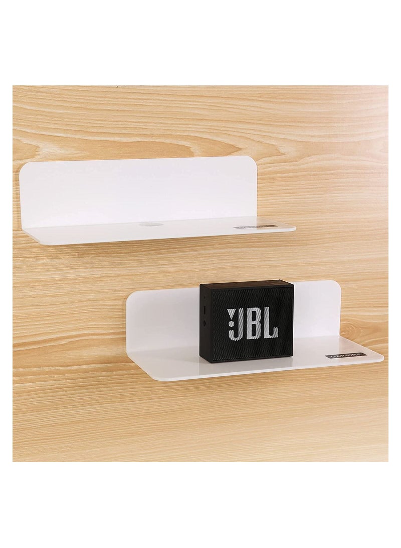 Eworld Pack of 2 Clear Acrylic Floating Wall Shelves for jewelry and Decorative stuff - Image 4