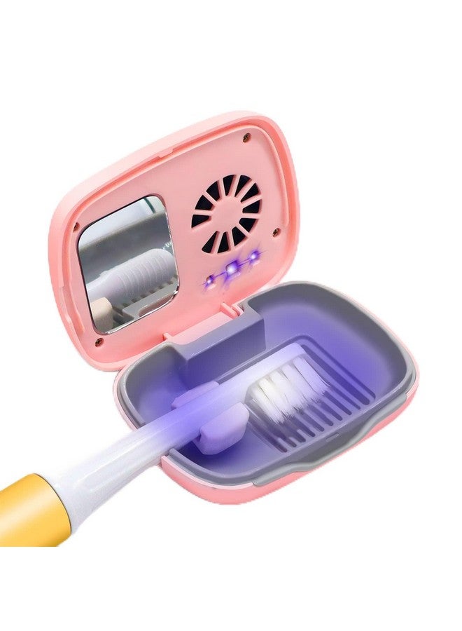 Becoolpet Toothbrush Travel Cover, Toothbrush Travel Case With Air Drying Function, Rechargeable Portable Toothbrush Travel Container With Holder For Household And Travel - Pink - Image 1