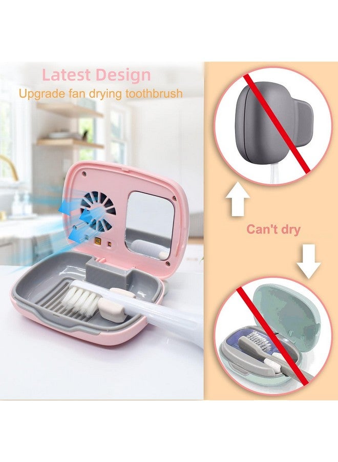 Becoolpet Toothbrush Travel Cover, Toothbrush Travel Case With Air Drying Function, Rechargeable Portable Toothbrush Travel Container With Holder For Household And Travel - Pink - Image 3