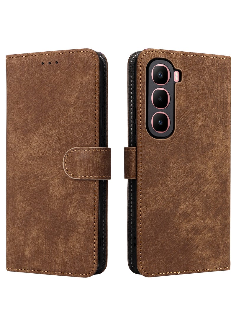 For Infinix Hot 60 Pro Plus Flip Cover with Detachable Lanyard, PU Leather Full Body Protection Shockproof Flip Mobile Phone Case, RFID Anti-theft Brush Folio Wallet Case - Image 3