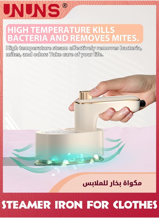 UNUNS - مكواة بخار صغيرة للسفر، مكواة يدوية 2 في 1 مع كي جاف ورطب للملابس، آلة كي صغيرة الحجم قابلة للطي بزاوية 180 درجة مع قفاز للاستخدام المنزلي والأعمال - Image 1