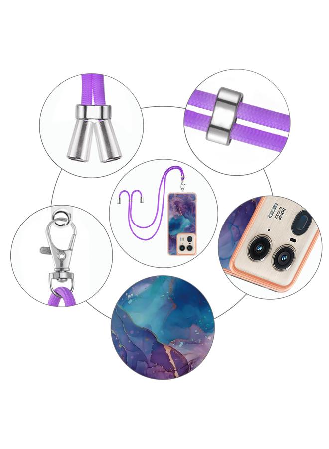 S-TOP Case For Motorola Edge 50 Ultra Electroplating Marble Dual-side IMD Phone Case with Lanyard - Image 5