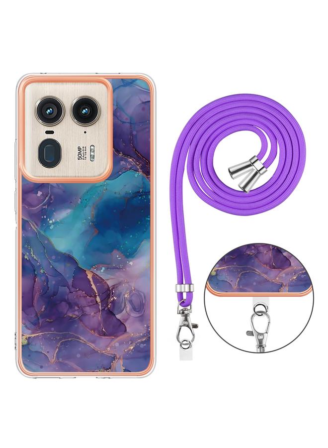 S-TOP Case For Motorola Edge 50 Ultra Electroplating Marble Dual-side IMD Phone Case with Lanyard - Image 4