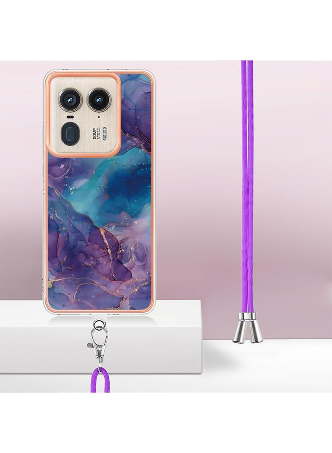 S-TOP Case For Motorola Edge 50 Ultra Electroplating Marble Dual-side IMD Phone Case with Lanyard - Image 3