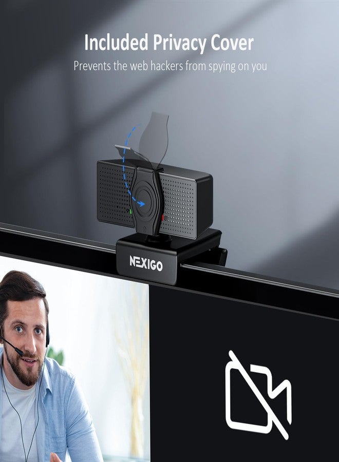 نيكسيجو كاميرا ويب NexiGo N60 Pro (الجيل الثاني) بدقة 1080 بكسل مع عدسة خالية من التشويش، وكابل بيانات USB A إلى Type-C، وميكروفون مانع للضوضاء، وغطاء للخصوصية، متوافقة مع Zoom/Skype/Teams/Webex، وأجهزة الكمبيوتر المحمولة، وأجهزة Mac، وأجهزة الكمبيوتر المكتبية. - Image 5