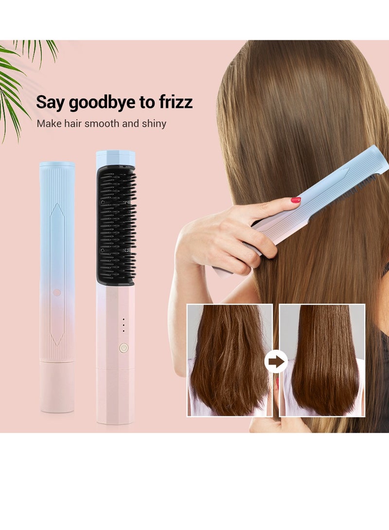 فرشاة تمليس الشعر اللاسلكية، مشط التسخين، فرشاة الشعر المسطحة المحمولة، فرشاة تجفيف الشعر بمنفذ USB، أداة تصفيف الشعر - Image 1