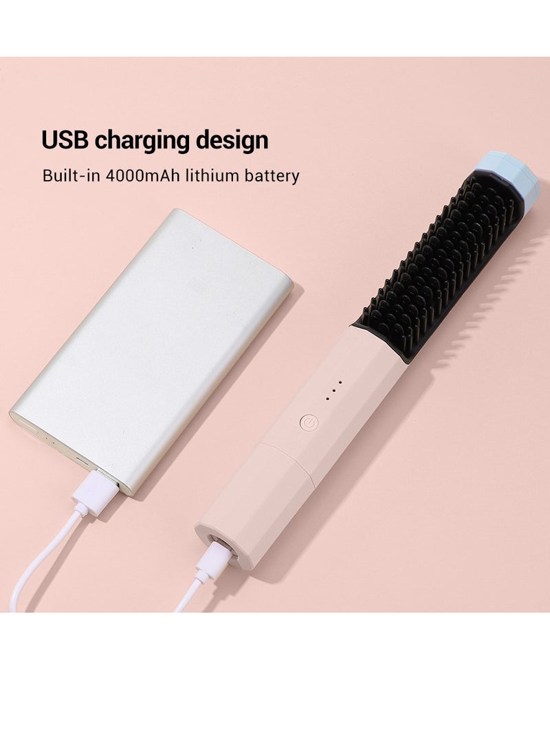 فرشاة تمليس الشعر اللاسلكية، مشط التسخين، فرشاة الشعر المسطحة المحمولة، فرشاة تجفيف الشعر بمنفذ USB، أداة تصفيف الشعر - Image 5