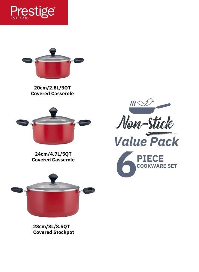 Prestige Prestige Non-Stick Cookware Set  6-Piece | Pots and Pans Sets | Kitchen Cooking Sets  - Image 2