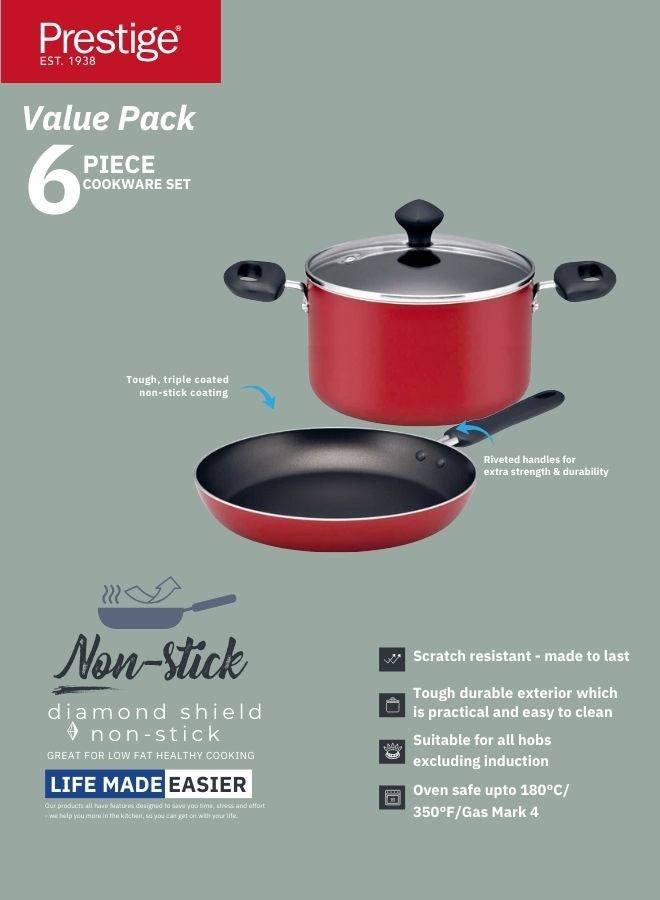 Prestige Prestige Non-Stick Cookware Set  6-Piece | Pots and Pans Sets | Kitchen Cooking Sets  - Image 4