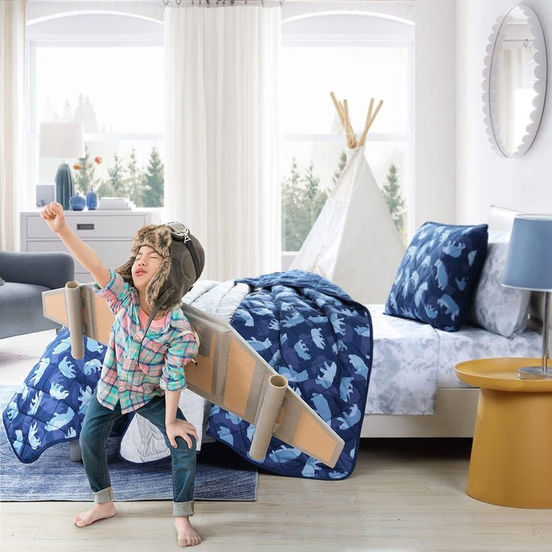 Eddie Bauer - Full Size Quilt Set, Reversible Kids Bedding with Matching Shams, Ideal for Toddler Bedding Set (Camp Camo Navy, Full) - Image 3