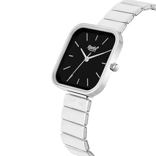 Ajanta Quartz Newly Launched Stylish Silver-Black Analog Watch for Women and Girls with Metal Strap & Silver Bracelet Suitable for Casual & Formal(La Luna Collection) - Image 4