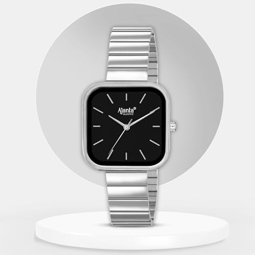 Ajanta Quartz Newly Launched Stylish Silver-Black Analog Watch for Women and Girls with Metal Strap & Silver Bracelet Suitable for Casual & Formal(La Luna Collection) - Image 2