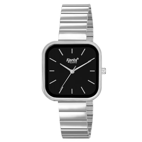 Ajanta Quartz Newly Launched Stylish Silver-Black Analog Watch for Women and Girls with Metal Strap & Silver Bracelet Suitable for Casual & Formal(La Luna Collection) - Image 1