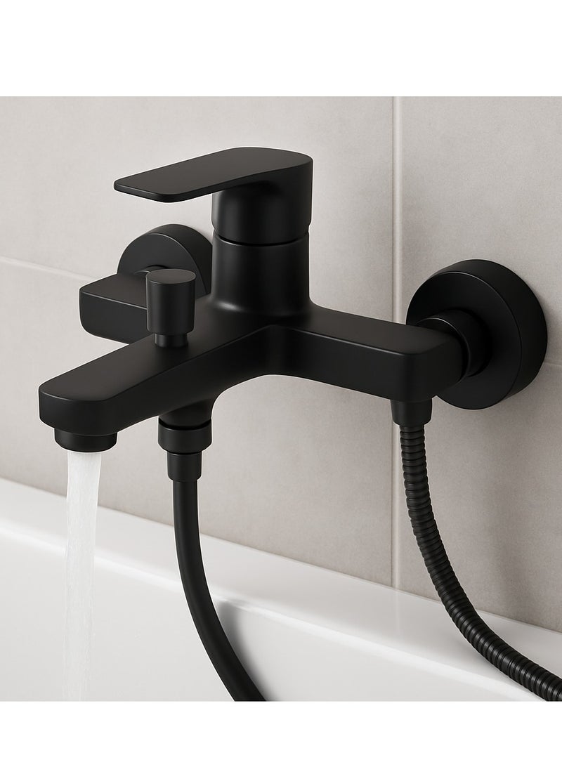 Midwest Bath Shower Mixer - Matt Black Finish | Wall Mounted Rain Shower System | Solid Brass Bathroom Faucet | Modern Lavatory, Vanity Tap - Image 3