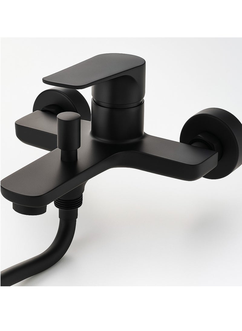 Midwest Bath Shower Mixer - Matt Black Finish | Wall Mounted Rain Shower System | Solid Brass Bathroom Faucet | Modern Lavatory, Vanity Tap - Image 2