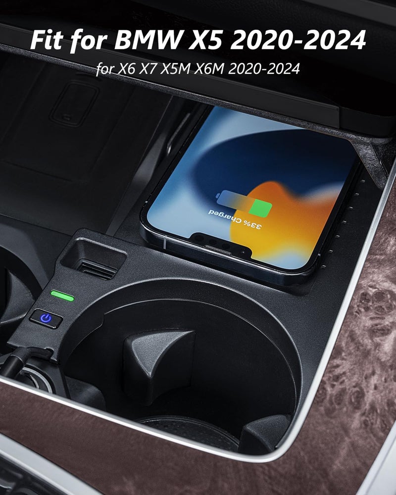 COTAZA Wireless Charger for BMW X5 Accessories 2024 2023 2022 2021 2020,for BMW X6 X7 X5M X6M 2020-2024,for BMW X5 Wireless Charger Center Console Organizer for BMW X5 Accessories 2020-2024 - Image 2