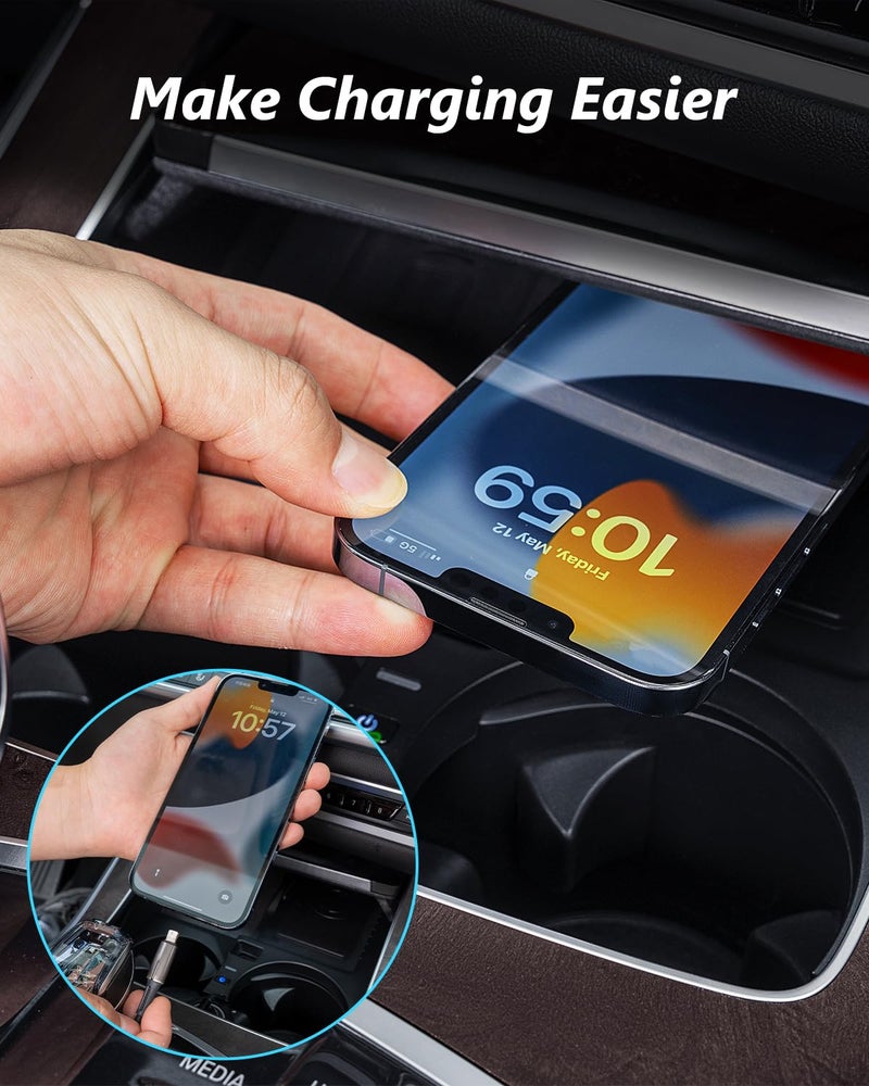 COTAZA Wireless Charger for BMW X5 Accessories 2024 2023 2022 2021 2020,for BMW X6 X7 X5M X6M 2020-2024,for BMW X5 Wireless Charger Center Console Organizer for BMW X5 Accessories 2020-2024 - Image 3