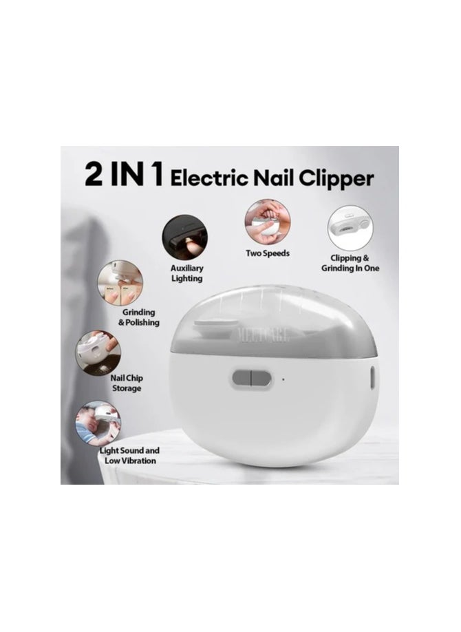 Generic 2 in 1 Electric Nail Clippers, Baby Nail File Electric with 2 Speeds and LED Light, USB Electric Nail Cutter for Babies, Children, Adults and Seniors  - Image 2