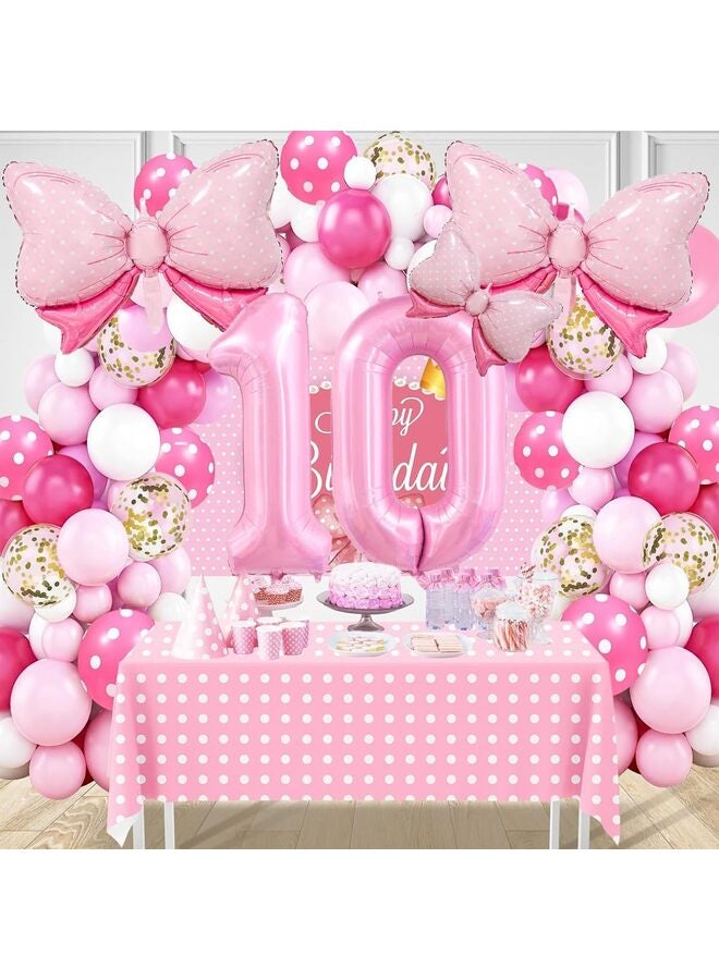 بالون رقم وردي مقاس 40 بوصة مع فيونكة، زينة عيد ميلاد للبنات، طقم بالونات رقم فويل كبير مع بالونات وردية لتزيين حفلات الذكرى السنوية (10) - Image 5