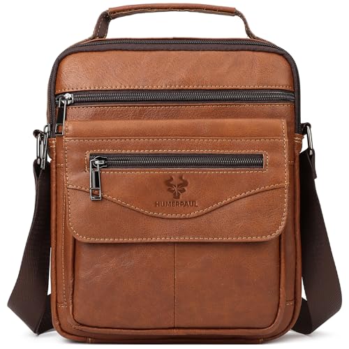 HUMERPAUL Small Messenger Bag for Men Sling Crossbody Shoulder Bag Genuine Leather Handbag Man Purse for Work Business - Image 1