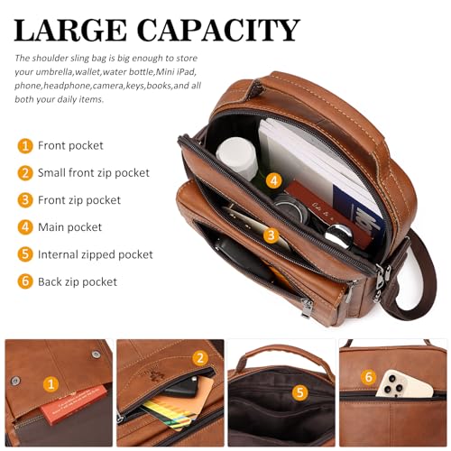 HUMERPAUL Small Messenger Bag for Men Sling Crossbody Shoulder Bag Genuine Leather Handbag Man Purse for Work Business - Image 4