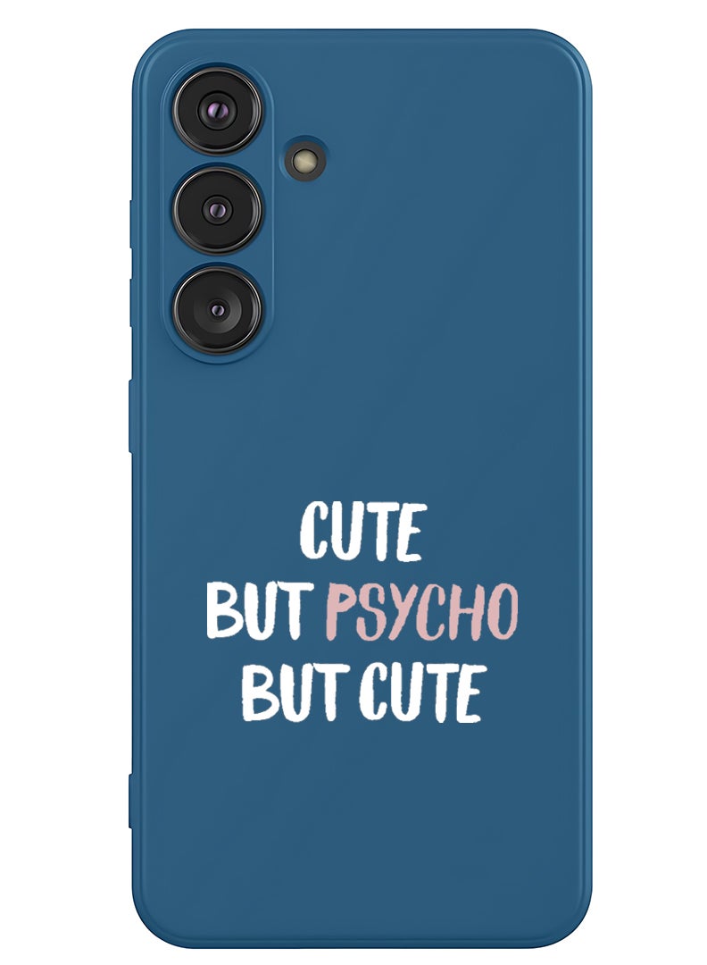 Theodor Protective Slim Fit Case Liquid Silicone Cover with Full Body Protection Anti-Scratch Shockproof Case For Samsung Galaxy S25 (Blue) - cute psycho - White - Image 1