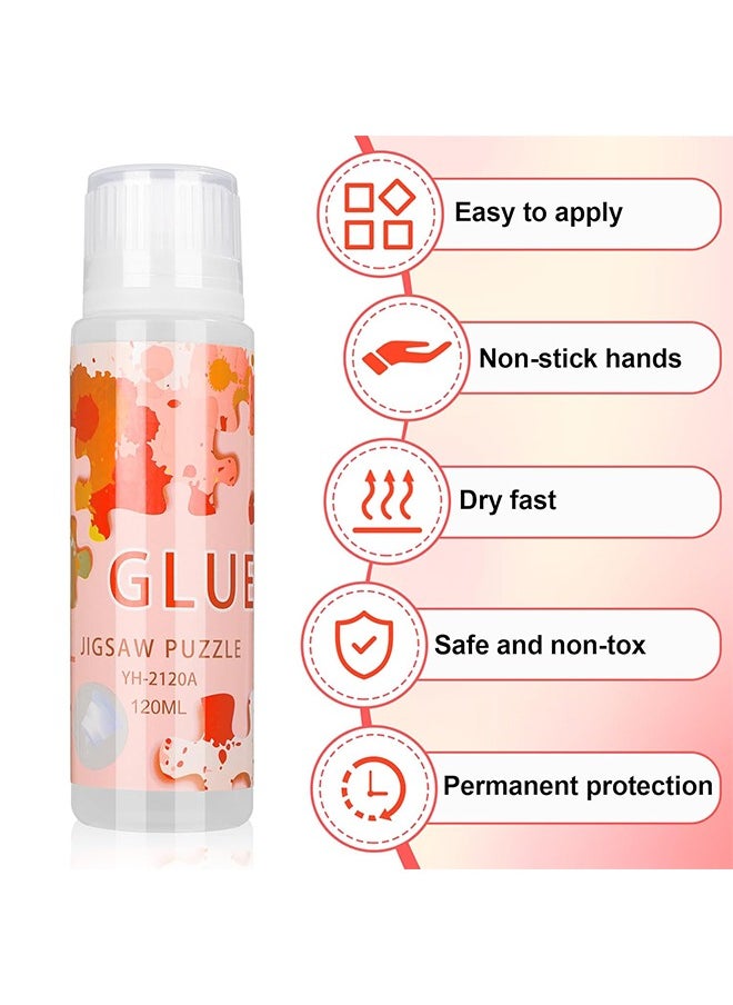 HY - Puzzle Glue with Newest Sponge Head 120ML for 1000/1500/3000 Pieces of Puzzles, Water-Soluble, Fast Drying, Special Craft Puzzle Glue Sheets for Paper and Wood - Image 1